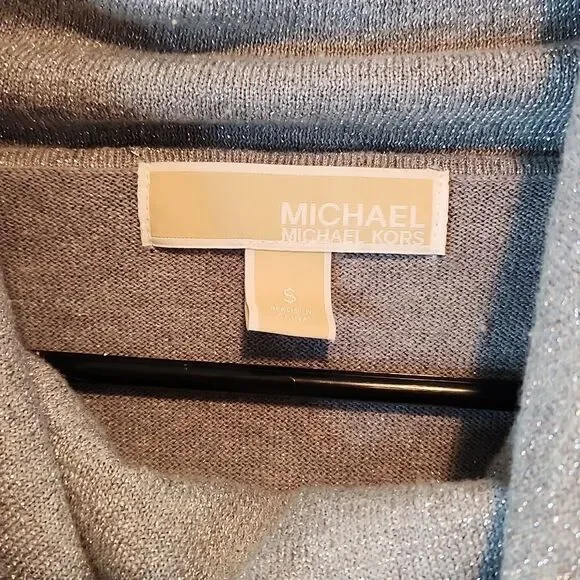 Michael Kors Turtleneck Sweater Long Sleeve Shirt Women's Size Small Silver NICE - Picture 5 of 12